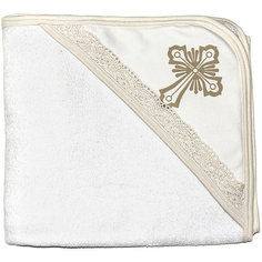 Крестильное полотенце с уголком 90*90, NewBorn, белый/золото