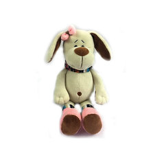 Мягкая игрушка TEDDY "Собака с розовым бантом", 17 см