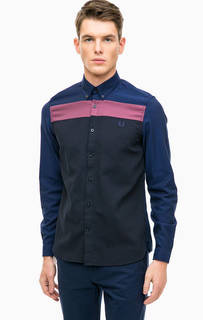 Синяя хлопковая рубашка приталенного кроя Fred Perry