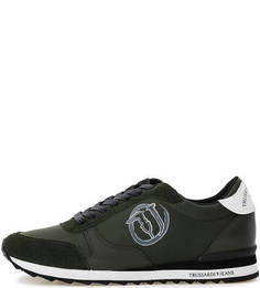 Кроссовки цвета хаки на шнуровке Trussardi Jeans