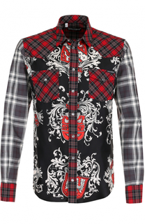 Рубашка из смеси хлопка и шелка с принтом Dolce &amp; Gabbana