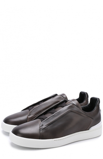 Кожаные кеды без шнуровки Zegna Couture