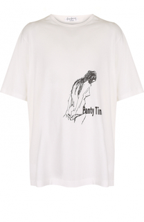 Хлопковая футболка свободного кроя с принтом Yohji Yamamoto