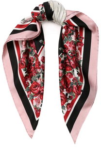 Шелковый платок с цветочным принтом Dolce &amp; Gabbana