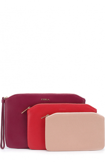 Набор из трех кожаных косметичек Furla