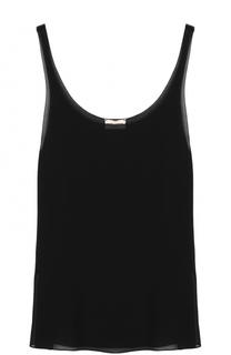 Шелковый топ прямого кроя без рукавов Saint Laurent