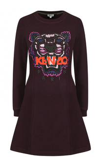 Приталенное хлопковое платье-толстовка Kenzo