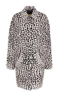 Шерстяное пальто свободного кроя с леопардовым принтом MICHAEL Michael Kors