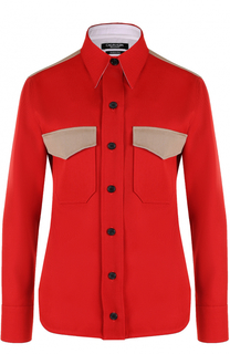 Приталенная блуза с декорированным накладными карманами CALVIN KLEIN 205W39NYC