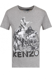 Хлопковая футболка прямого кроя с принтом Kenzo