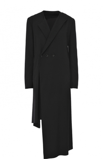 Шерстяное двубортное пальто асимметричного кроя Yohji Yamamoto