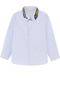 Хлопковая рубашка с декоративным воротником Gucci