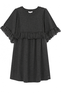 Мини-платье свободного кроя из хлопка и шерсти с кистями Chloé