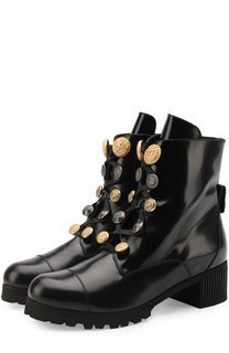 Кожаные ботинки с декоративной шнуровкой Dolce &amp; Gabbana