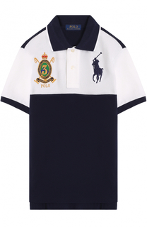 Хлопковое поло с нашивками и контрастной отделкой Polo Ralph Lauren