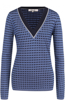 Пуловер прямого кроя с принтом и V-образным вырезом Diane Von Furstenberg