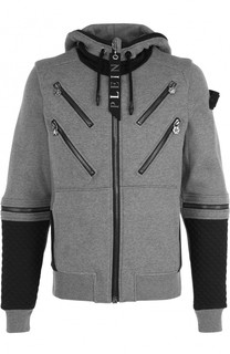 Хлопковая толстовка на молнии с капюшоном Philipp Plein