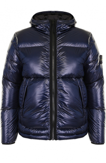 Стеганый пуховик на молнии с капюшоном Stone Island