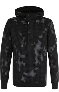 Хлопковое худи с воротником на молнии Stone Island