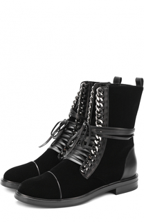 Текстильные ботинки с декоративной отделкой Casadei