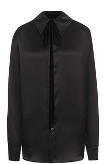 Однотонная шелковая блуза свободного кроя Ann Demeulemeester