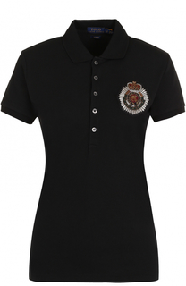 Приталенное хлопковое поло с декоративной отделкой Polo Ralph Lauren