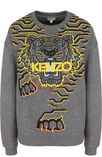 Хлопковый свитшот с контрастной вышивкой Kenzo