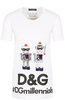 Хлопковая футболка с контрастной отделкой Dolce &amp; Gabbana