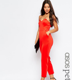 Трикотажный комбинезон с фигурным лифом-бандо ASOS PETITE - Красный
