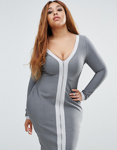 Бандажное облегающее платье Missguided Plus - Серый