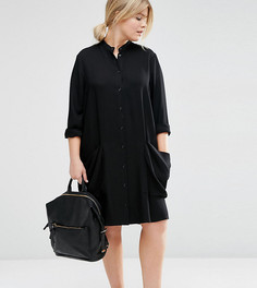 Платье-рубашка с драпированными карманами ASOS CURVE - Черный