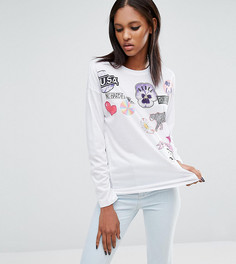 Комбинируемая футболка с принтом и длинными рукавами ASOS TALL - Белый