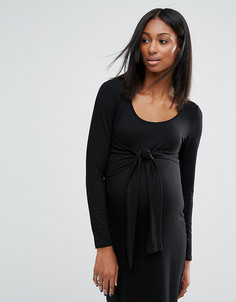 Трикотажное платье с узлом спереди для беременных Noppies Maternity - Черный