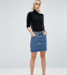 Синяя джинсовая мини‑юбка с завышенной талией ASOS PETITE - Синий