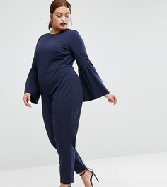 Комбинезон с рукавами-колокол и вырезом на спине ASOS CURVE - Темно-синий