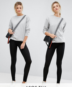 Комплект из 2 пар черных леггинсов с завышенной талией ASOS TALL, скидка 10 - Черный