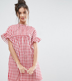Красное свободное платье в клеточку ASOS PETITE - Красный