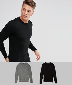 2 обтягивающих хлопковых джемпера (черный/серый) ASOS - СКИДКА - Мульти