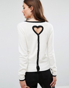Кардиган из пряжи с добавлением шерсти и кашемира Love Moschino Icon - Кремовый