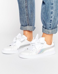 Кроссовки с радужными вставками Puma Basket Heart - Белый