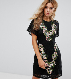 Кружевное платье с вышивкой Boohoo - Черный