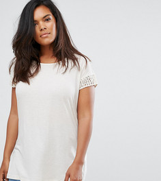 Трикотажный топ с ажурной отделкой Junarose - Белый