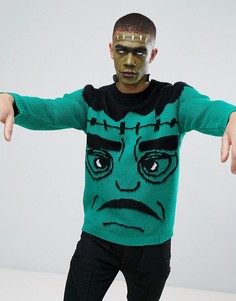 Джемпер с узором в виде монстра ASOS Halloween - Зеленый
