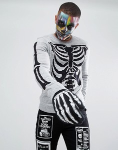 Джемпер с узором скелета ASOS Halloween - Серый