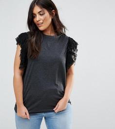 Футболка с кружевными оборками на плечах ASOS CURVE - Мульти