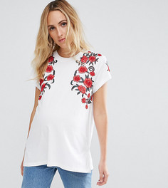 Футболка с цветочной вышивкой ASOS Maternity - Белый