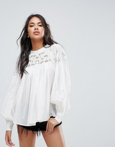 Топ с вышивкой Free People - Кремовый