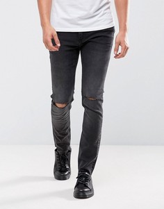 Черные облегающие джинсы с рваными коленями Cheap Monday - Черный