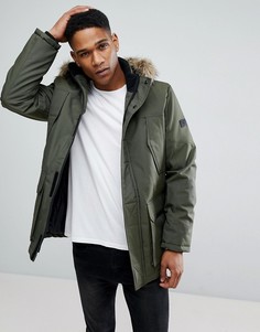 Парка с отделкой из искусственного меха на капюшоне Jack &amp; Jones - Зеленый