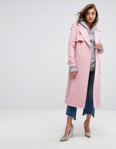 Удлиненное пальто с поясом Boohoo - Розовый